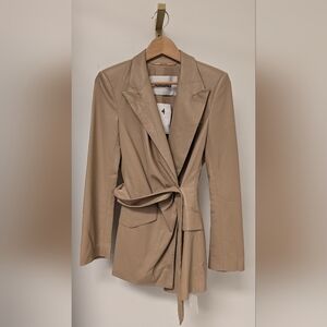Nanushka Tan Wrap Vegan Leather Blazer